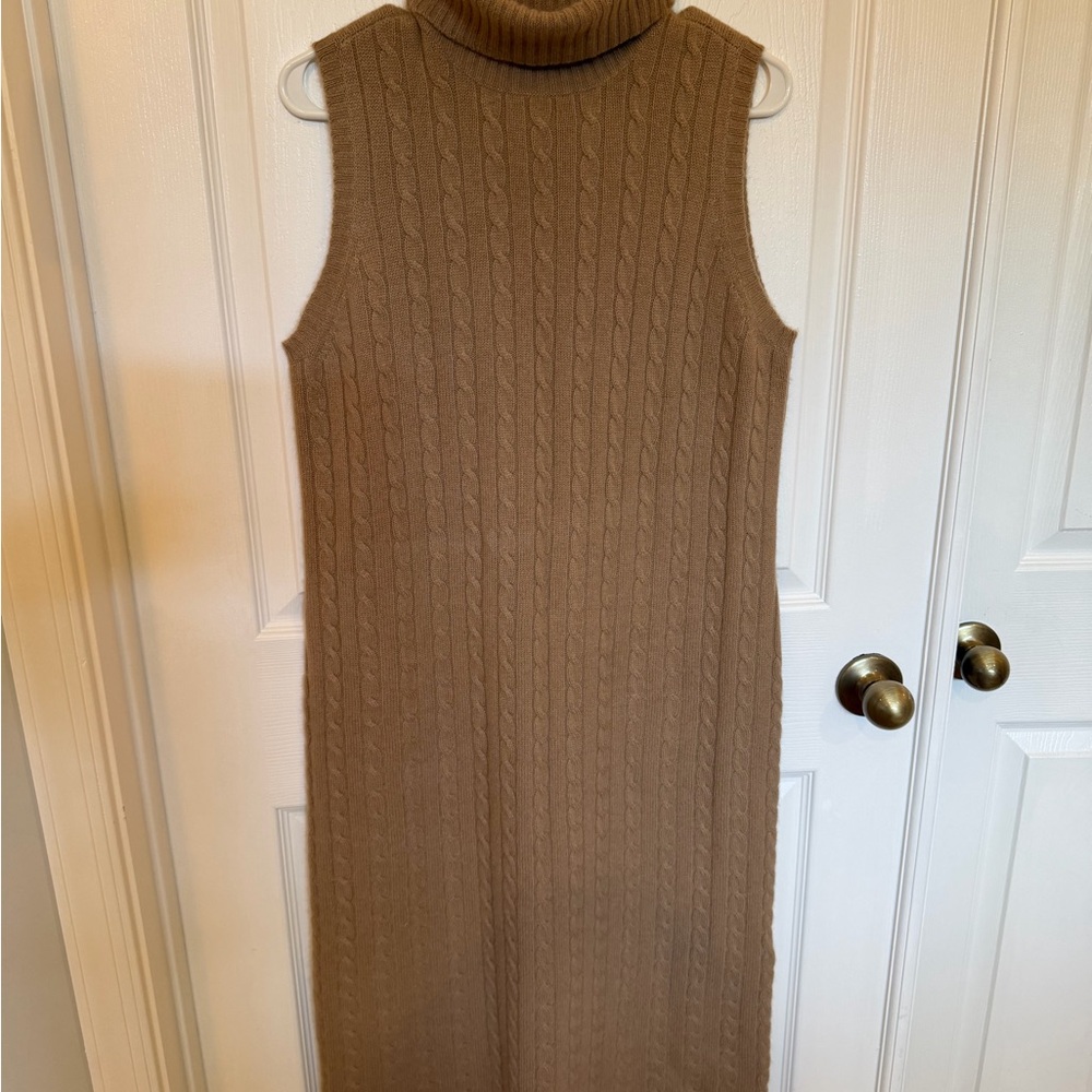 Ralph Lauren Tan Cable Knit Turtleneck Dress